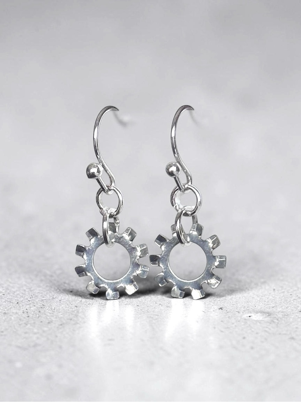 5 For $25💫Small Silver Gear Drop Earrings - Women's Minimalist Jewelry